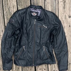 Harley Davidson~ Women's Soft Leather Motorcycle w/ Rhinestones Jacket Med